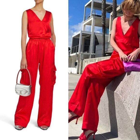 NWT Stine Goya Fatuna Red Cargo Trousers Woman size Medium - Picture 1 of 12